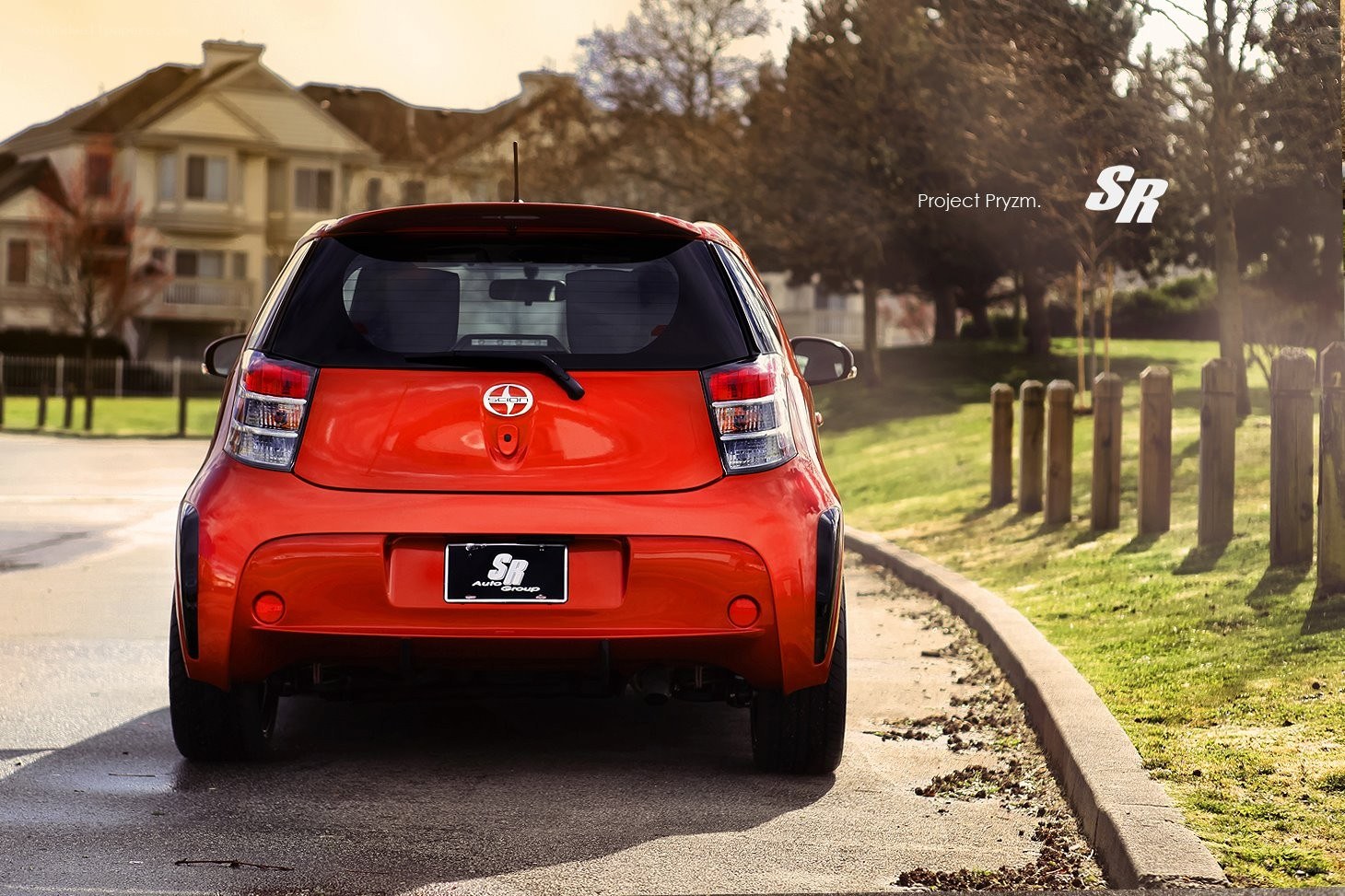 Red Scion iQ rear view