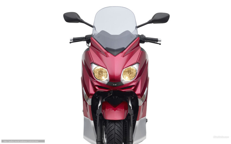 Red Scooter Motorcycle — Neutral, Photograph, Windshield, Headlights, Handlebars