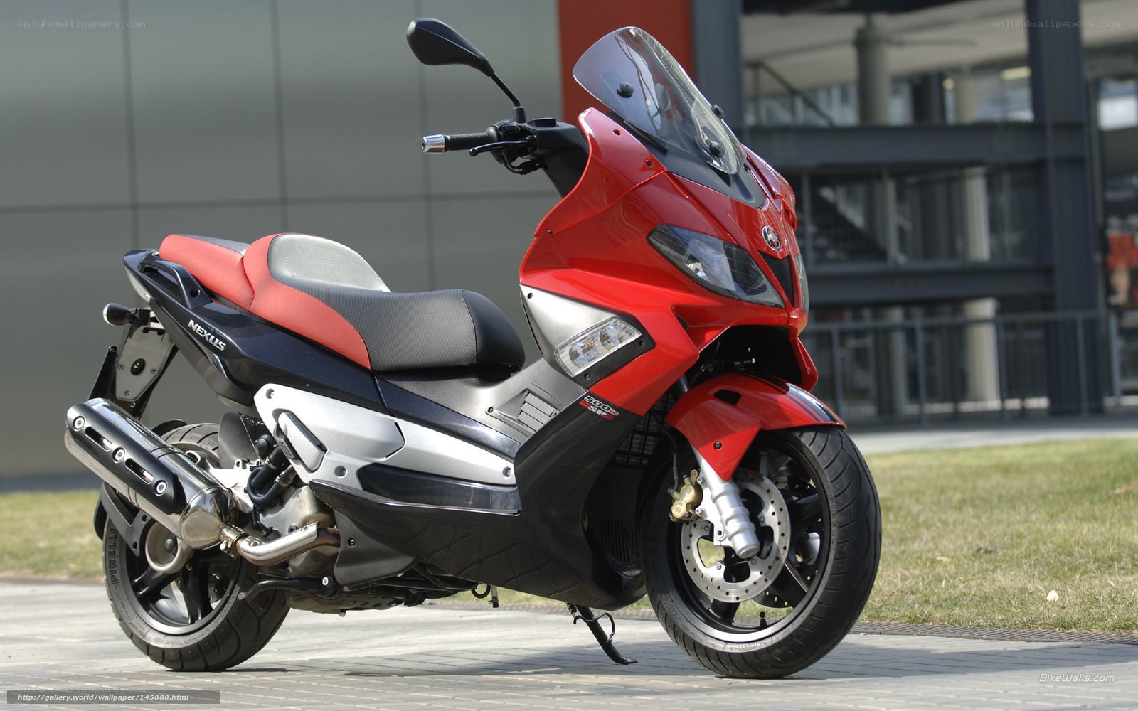 Red scooter on display