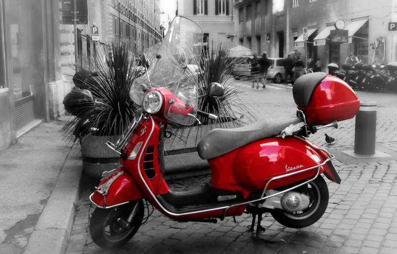 Red Scooter on Street