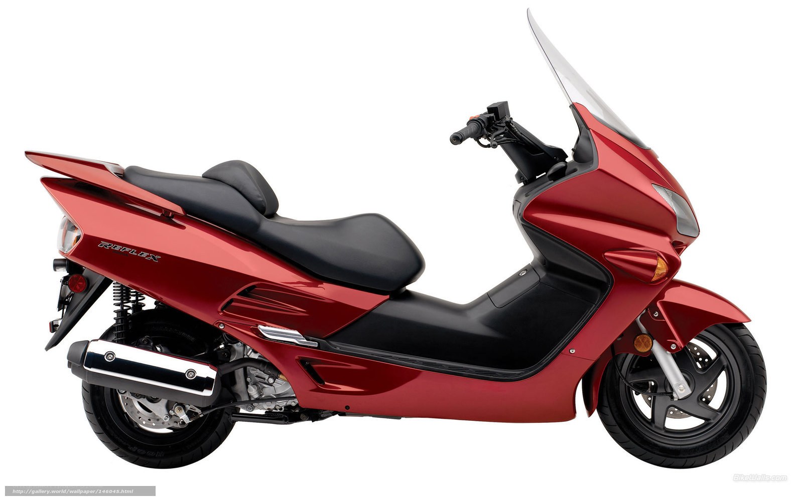 Red scooter with windscreen