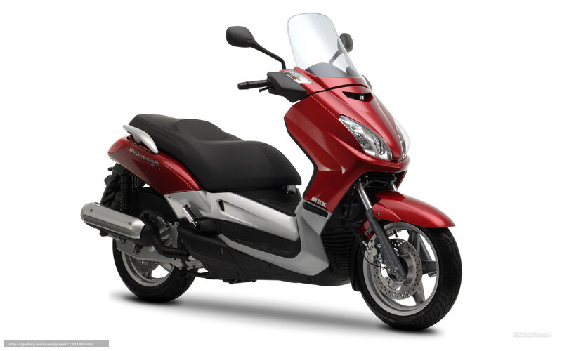 Red scooter with windscreen