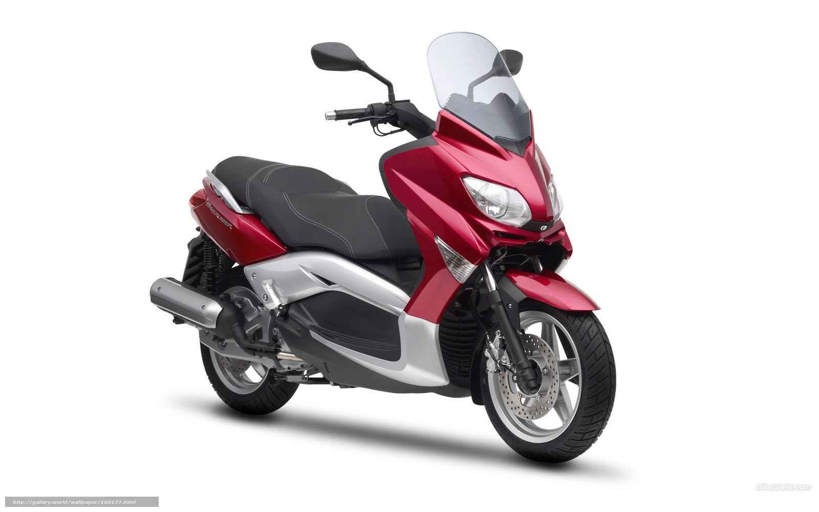 red scooter with windscreen