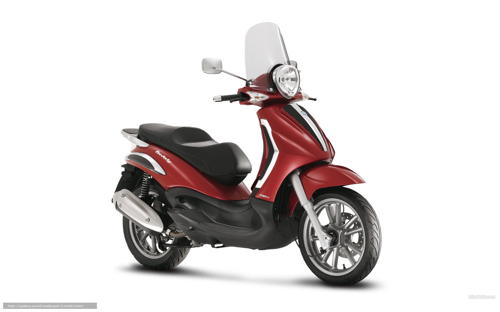 Red scooter with windscreen