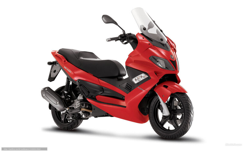 Red scooter with windscreen