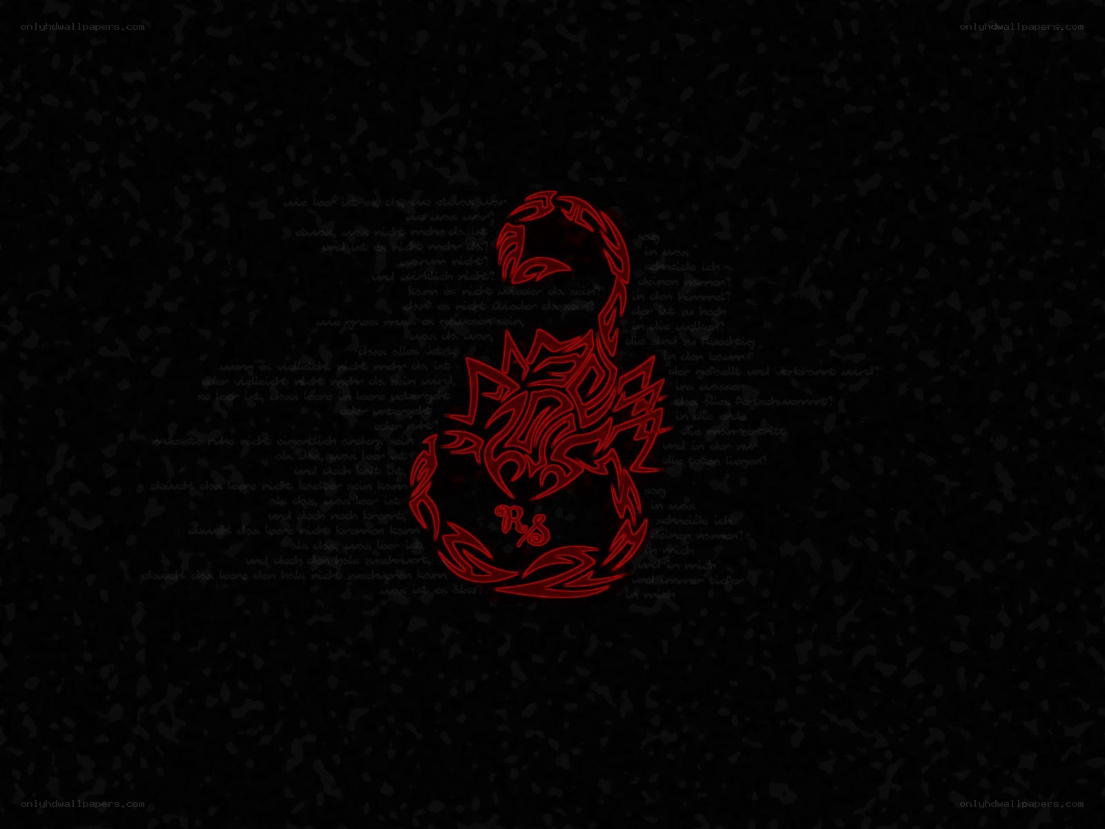red scorpion logo on dark background