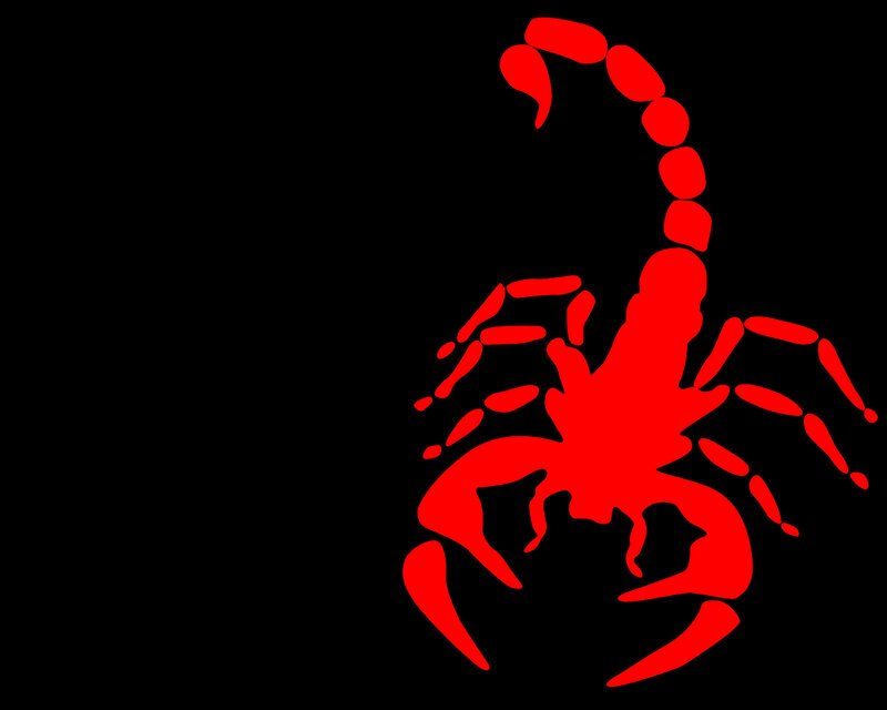 Red scorpion silhouette