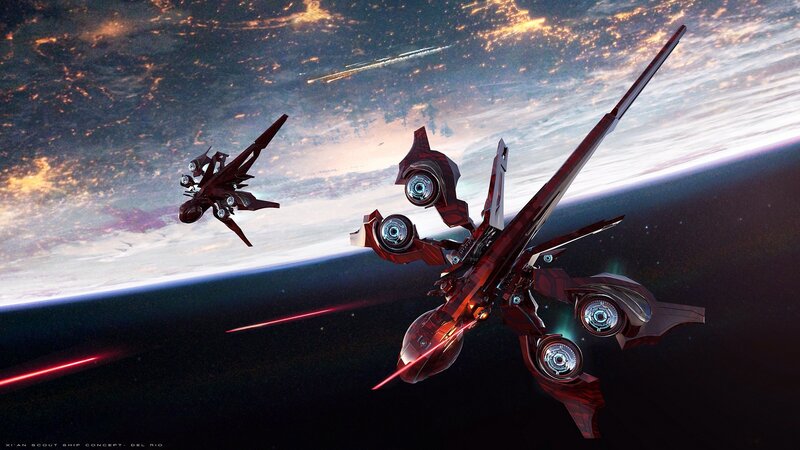 Red Scout Ships in Space