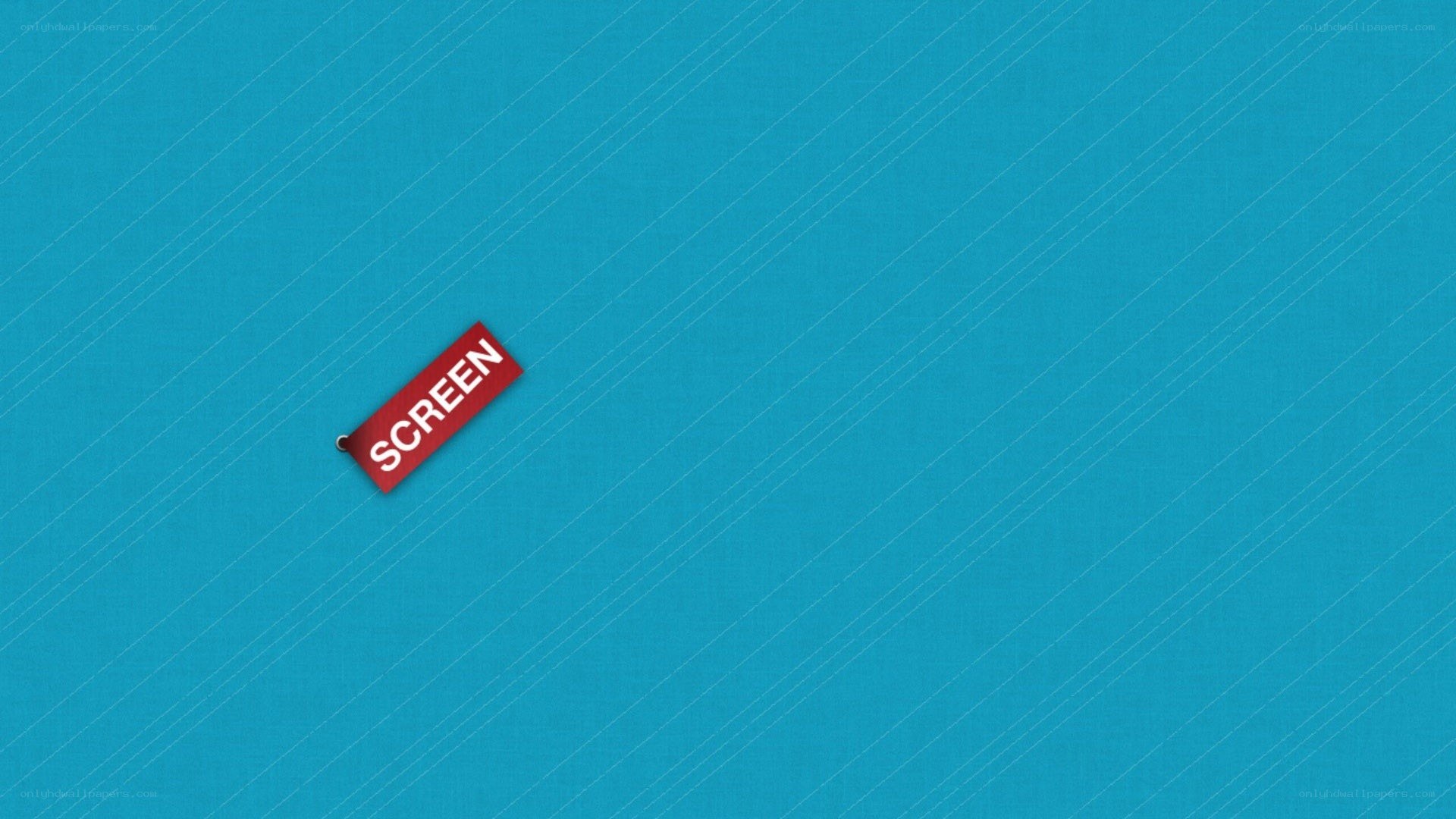 red screen tag on blue background