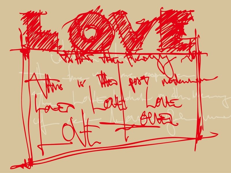 Red Scribbled Text