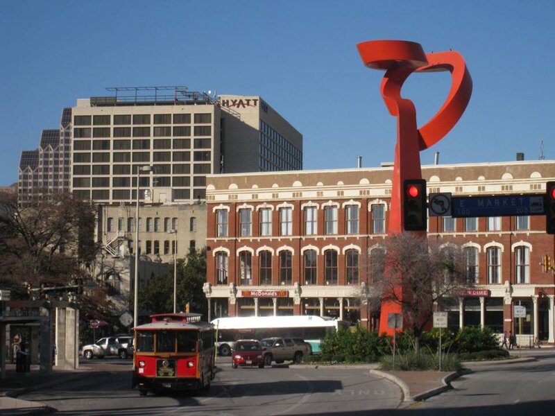 Red Sculpture at Intersection