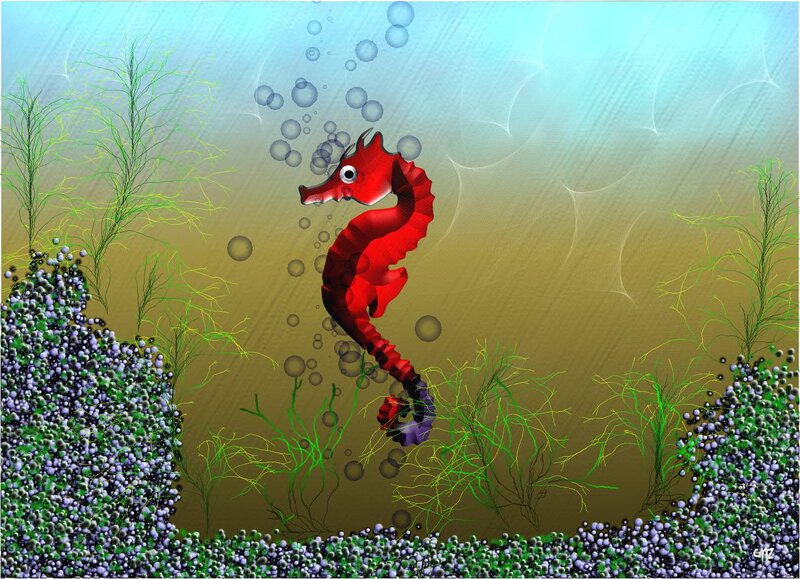 Red Seahorse Underwater