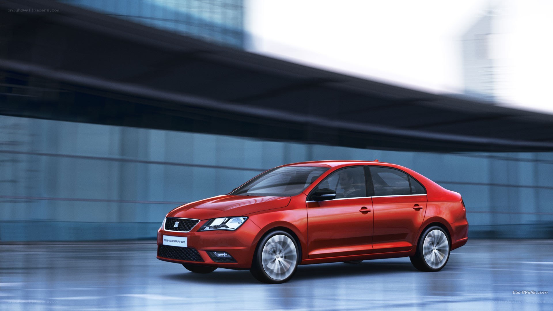 Red SEAT Toledo in motion