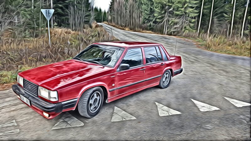 Red Sedan Car — Calm, Digital Art