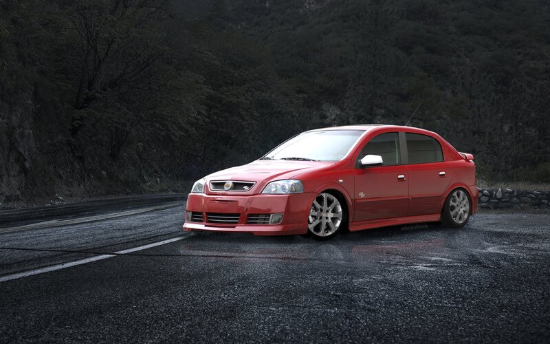 Red Sedan Car — Dramatic, Digital Art