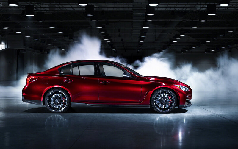 Red Sedan Car — Dramatic, Photograph, Smoke