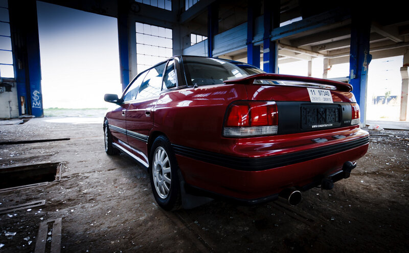 Red Sedan Car — Dramatic, Photograph