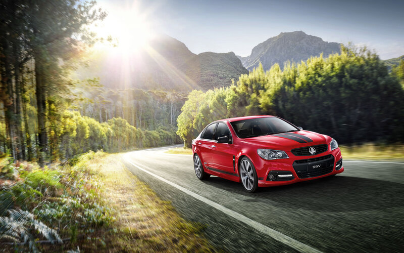 Red Sedan Car — Dynamic, Afternoon, Photograph, Road