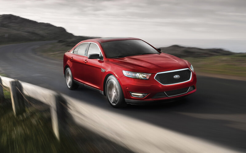 Red Sedan Car — Dynamic, Photograph, Road, Guardrail