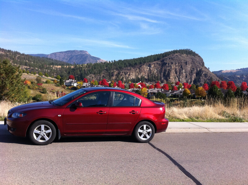 Red Sedan Car — Serene, Autumn