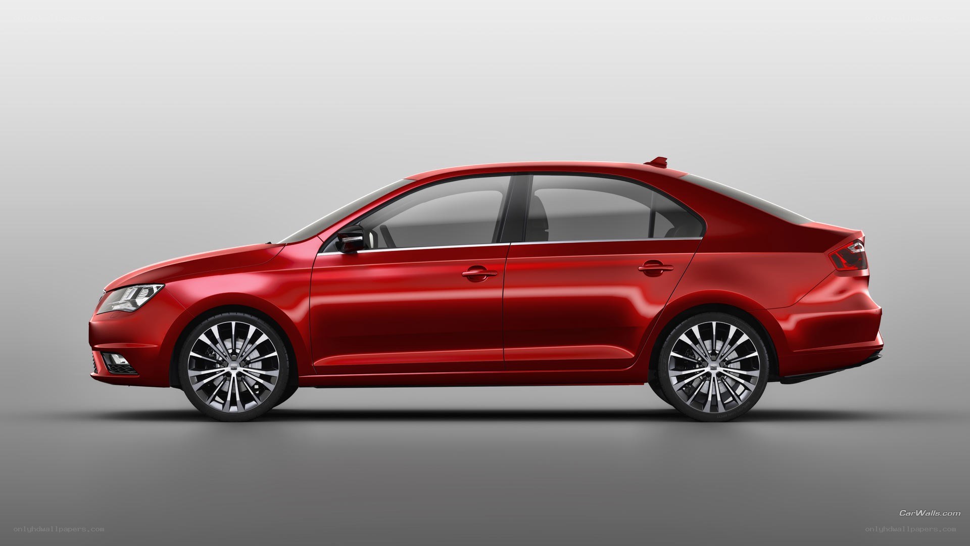 red sedan car side view