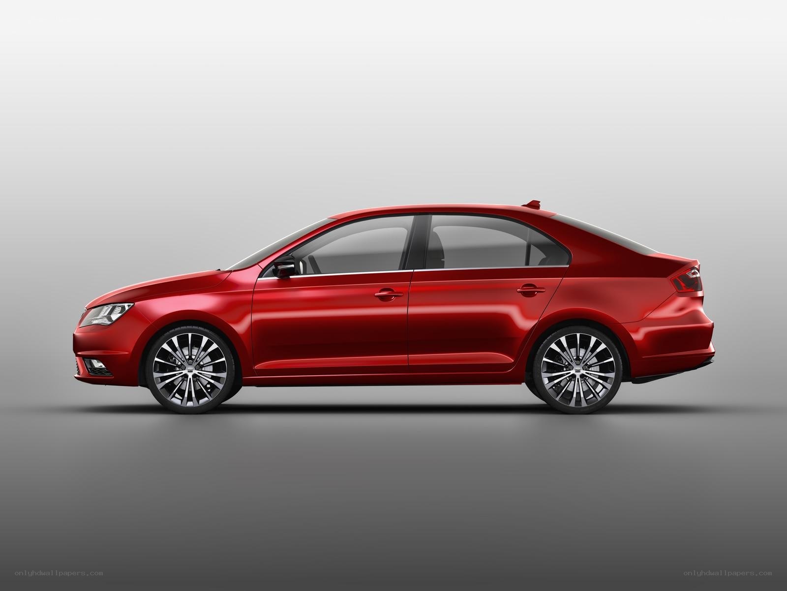 red sedan car side view