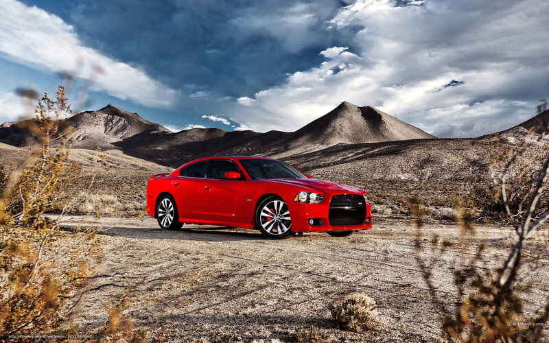 Red Sedan in Desert — Dramatic, Afternoon