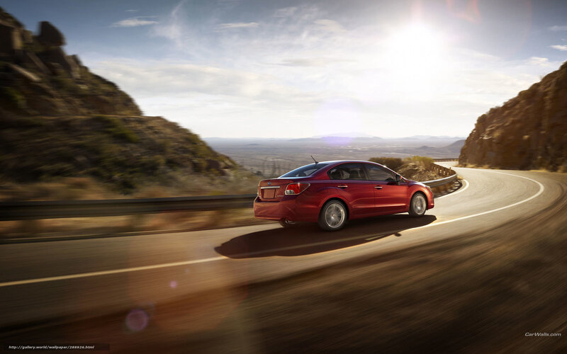 Red Sedan on Road — Dramatic, Afternoon