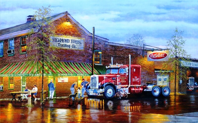 Red Semi-truck at Truck Stop