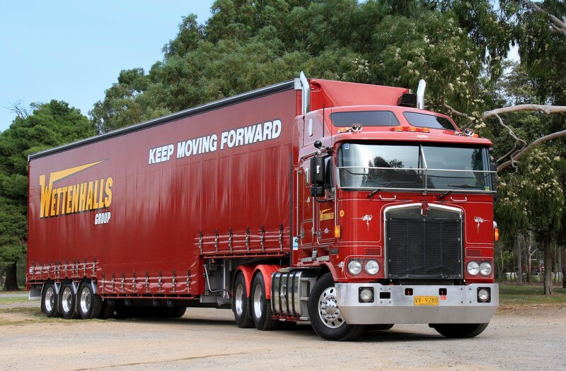 Red Semi-truck — Calm, Afternoon, Photograph, Trailer, Trees