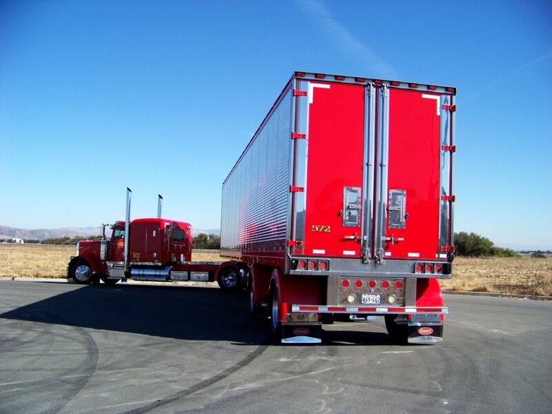 Red Semi-truck — Clear, Afternoon
