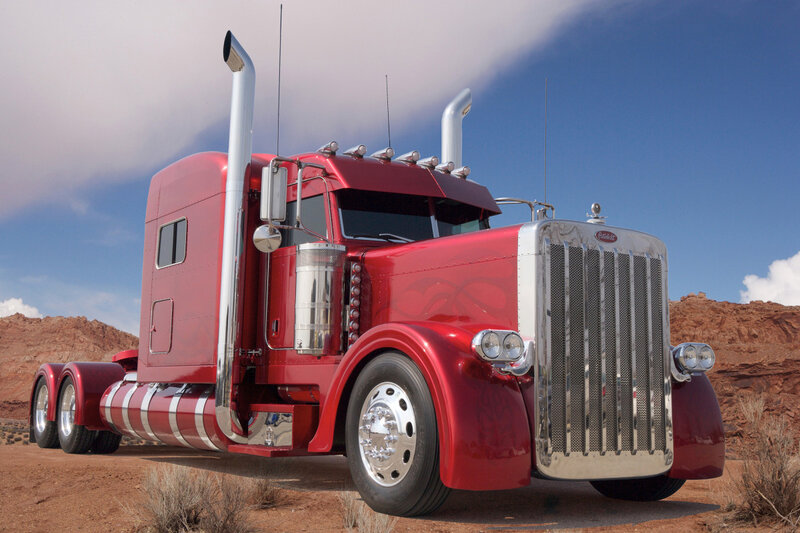 Red Semi-truck — Dramatic, Afternoon, Photograph, Desert