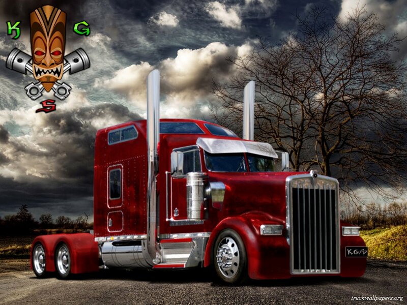 Red Semi-truck — Dramatic, Digital Art
