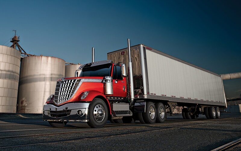 Red Semi-truck — Dramatic, Sunset, Photograph, Silos, Trailer