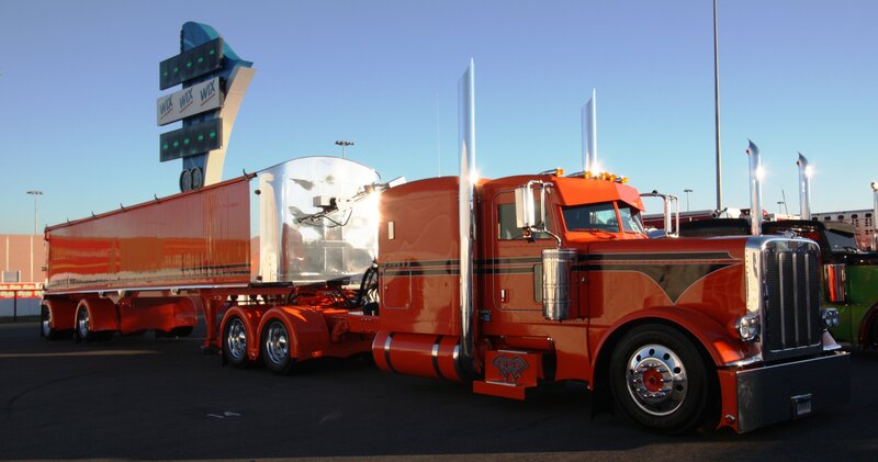 Red Semi-truck — Dramatic