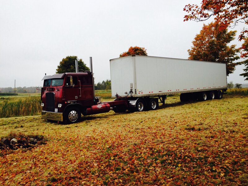 Red Semi-truck in Field