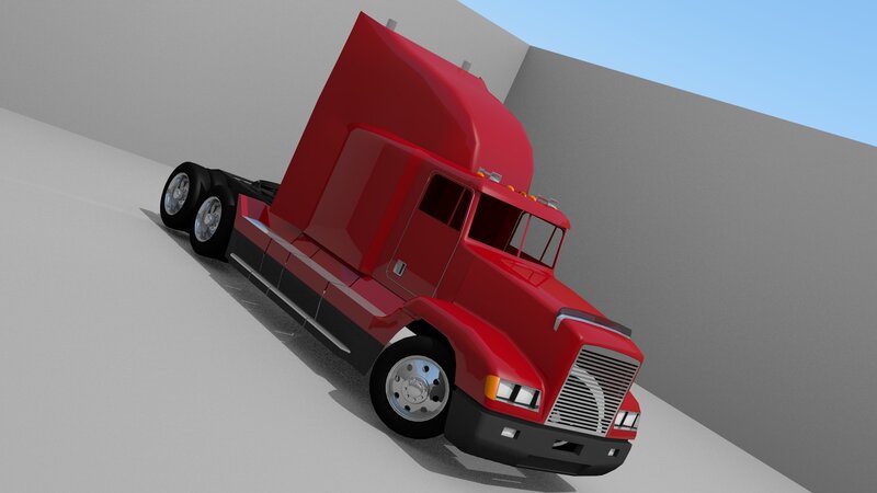 Red Semi-truck — Neutral, 3d Render