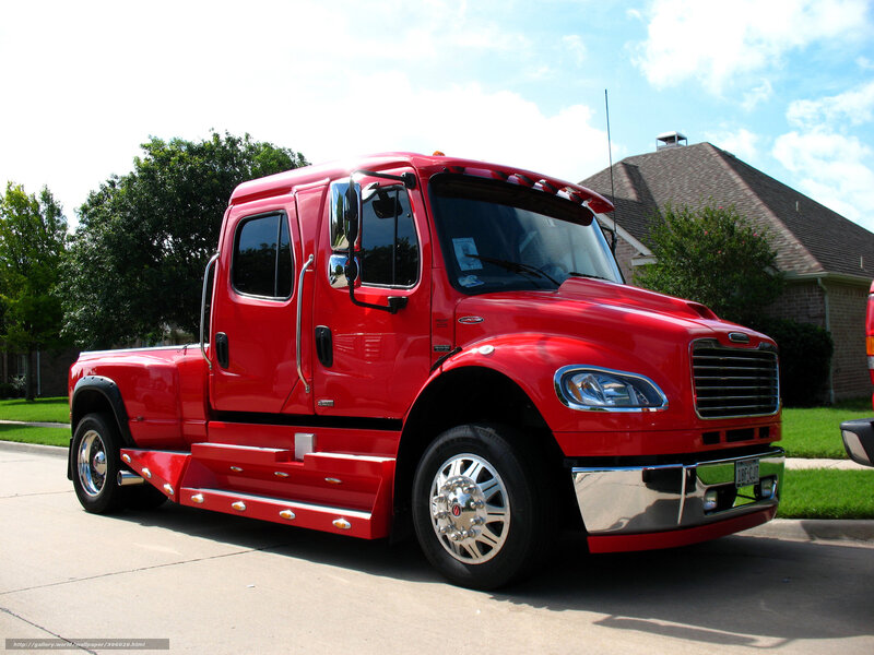 Red Semi-truck — Neutral, Afternoon, Photograph, House