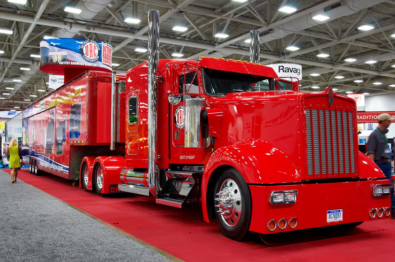 Red Semi-truck — Neutral, Photograph, People