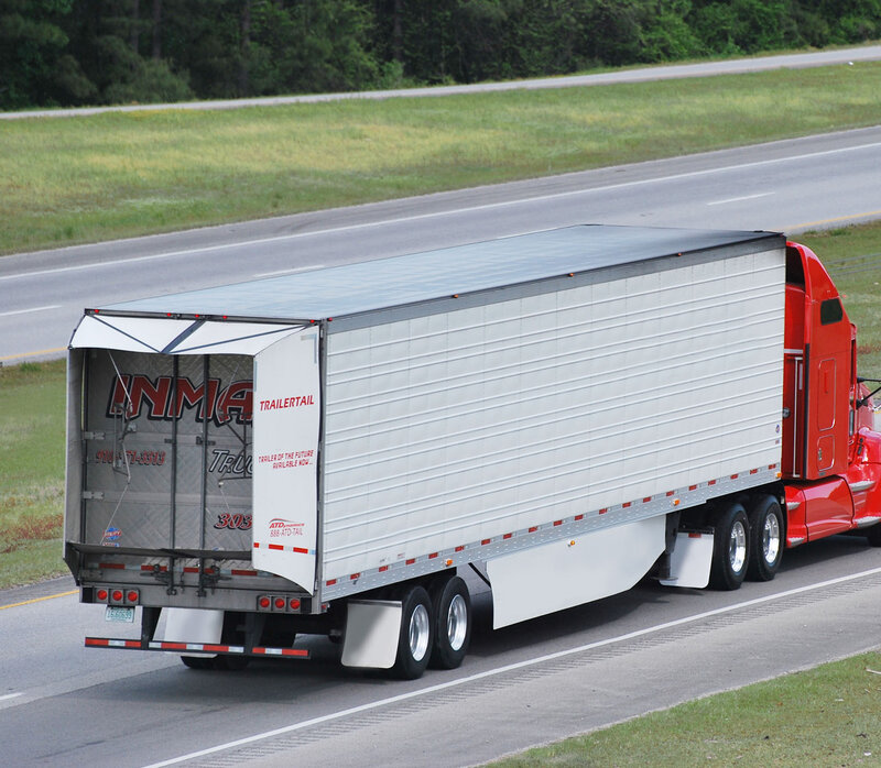 Red Semi-truck on Highway — Neutral