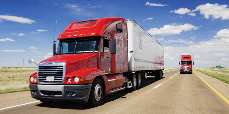 Red Semi-truck on Highway — Open
