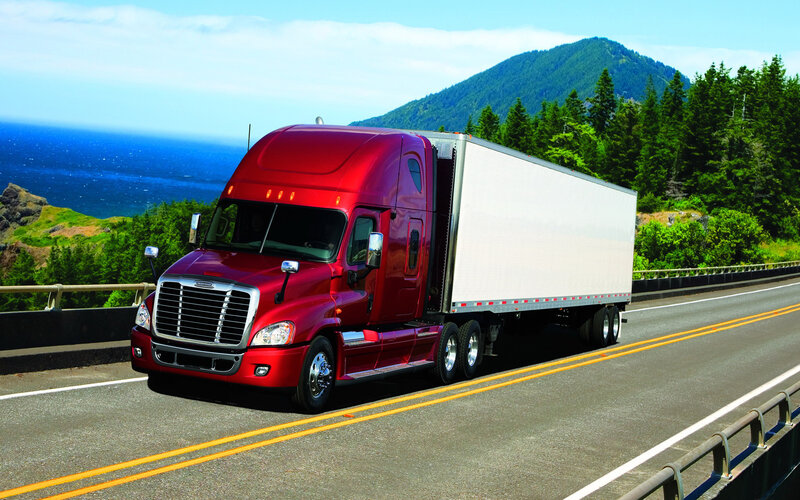 Red Semi-truck on Highway — Serene
