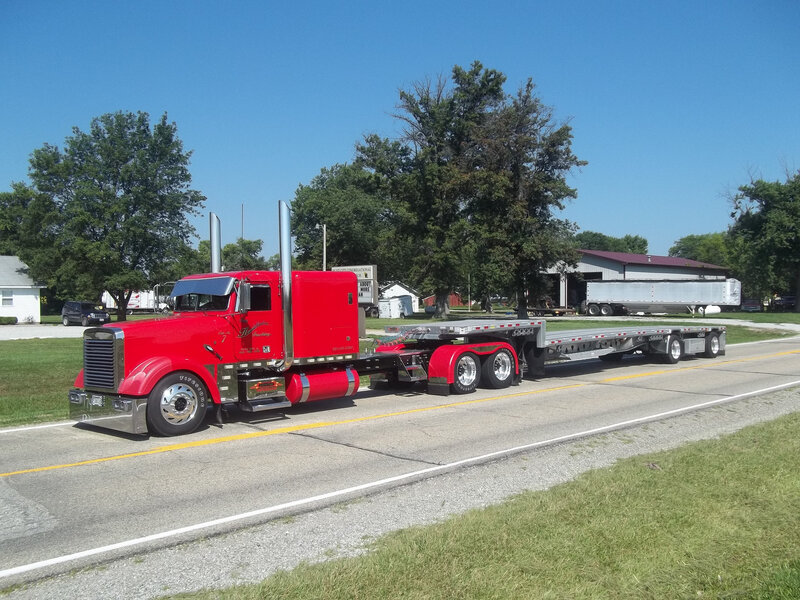 Red Semi-truck on Road — Calm, Afternoon