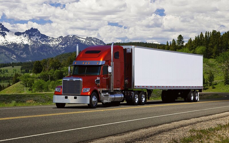 Red Semi-truck on Road — Serene
