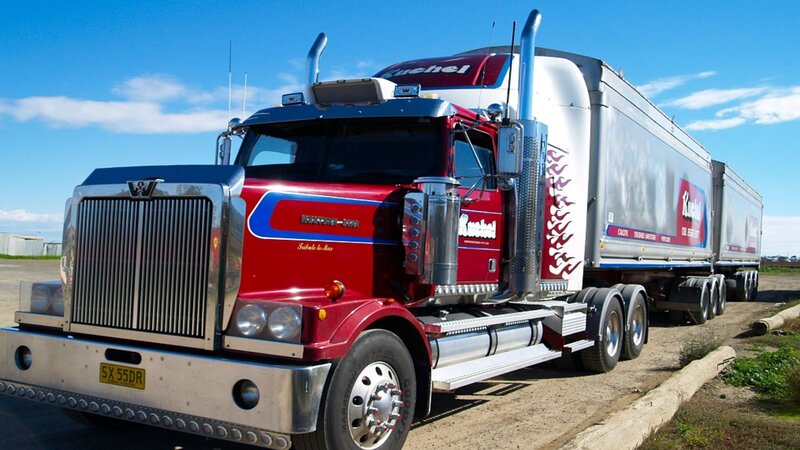 Red Semi-truck — Outdoor, Afternoon, Photograph