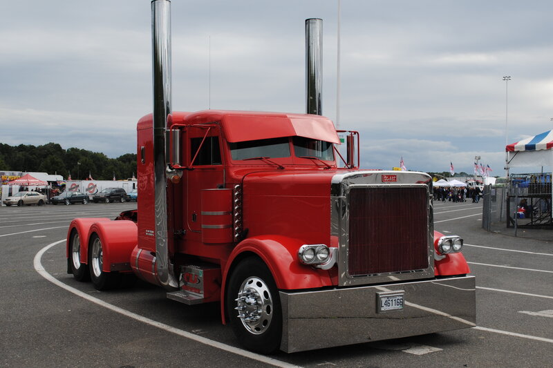 Red Semi-truck — Overcast, Afternoon