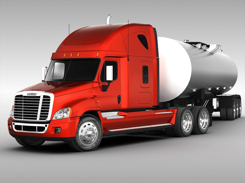Red Semi-truck with Tanker
