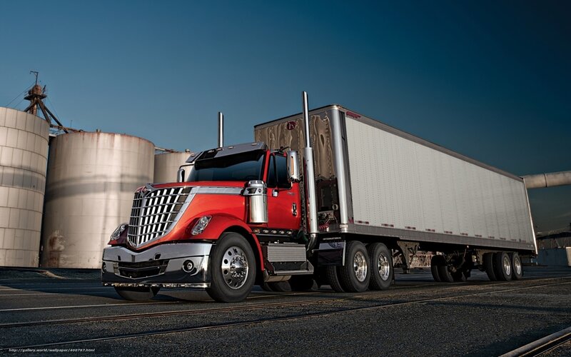 Red semi-truck with trailer