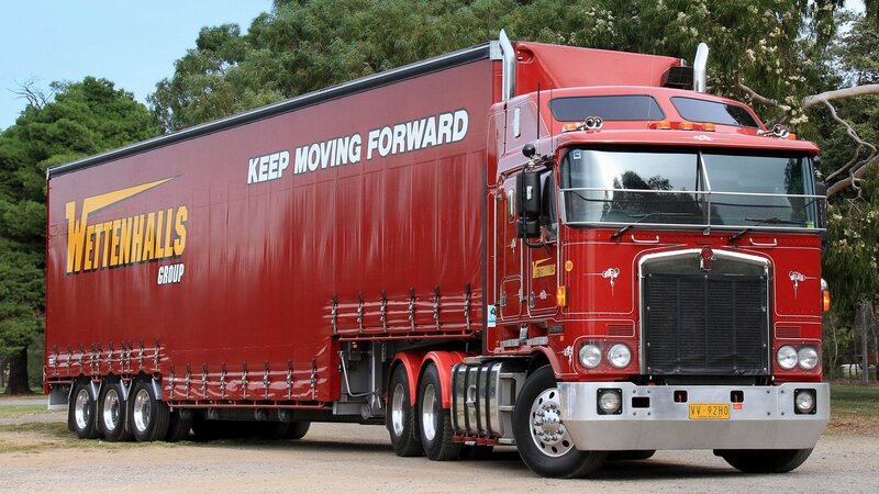 Red semi-truck with trailer