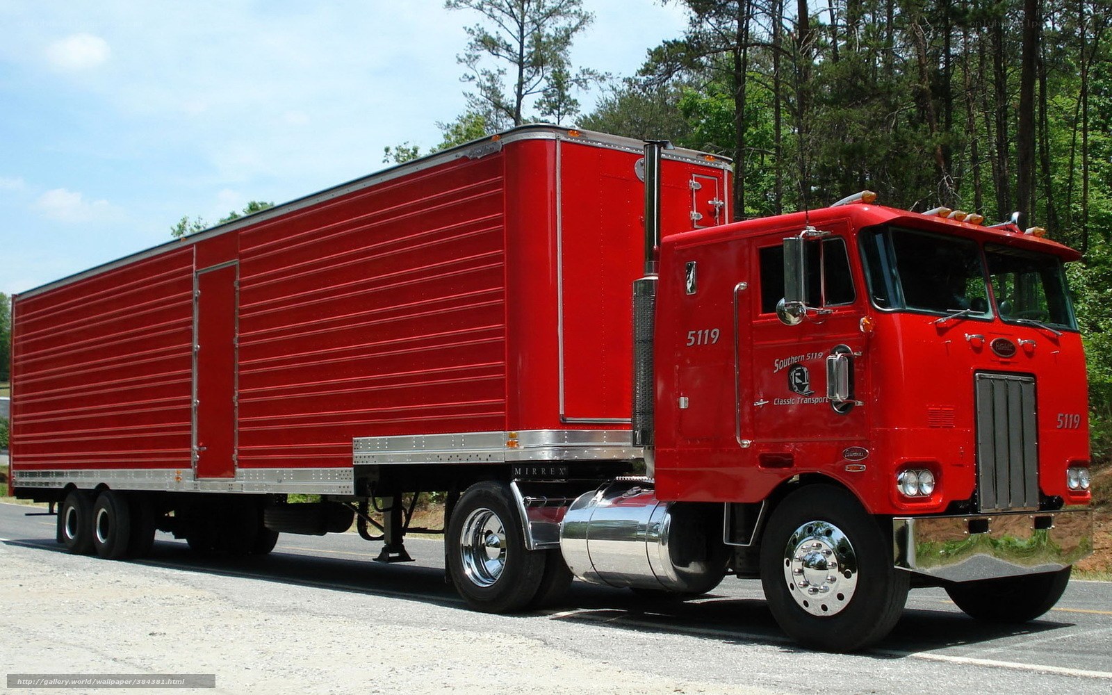 Red semi-truck with trailer